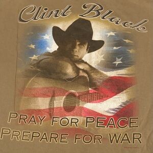 Vtg Clint Black Iraq N Roll Tan T Shirt Sz 2XL Made In USA Double Sided